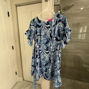 Lilly Pulitzer Blue and White Ruffled Sundress